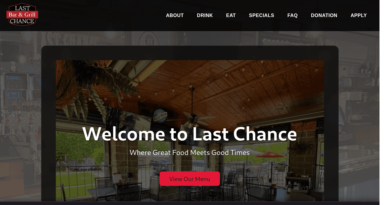 Last Chance Bar & Grill live site screenshot